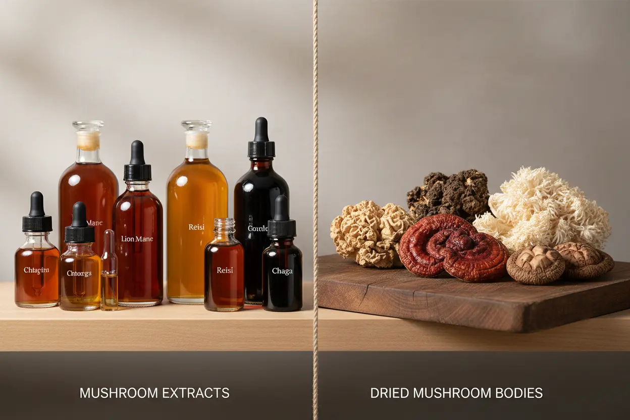 Mushroom Extracts vs Dried Bodies: What's Stronger? article cover